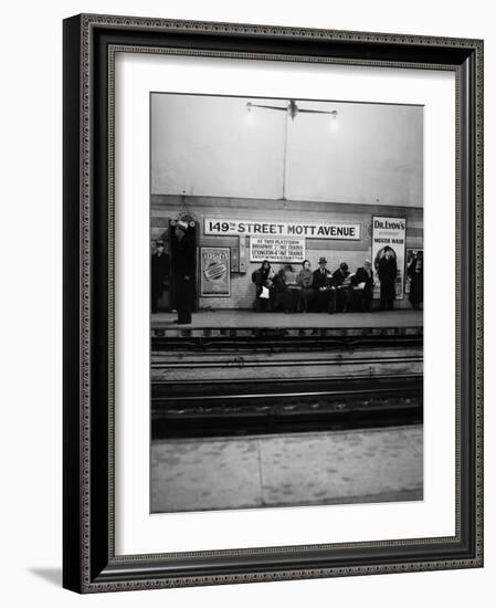 1930s Men and Women Waiting for Subway Train 149th Street Mott Avenue Bronx New York City-null-Framed Photographic Print