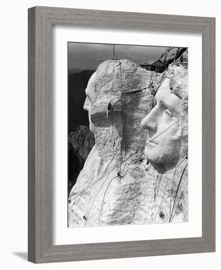 1930s Mount Rushmore under Construction Men Working on George Washington-null-Framed Photographic Print