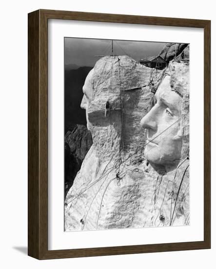 1930s Mount Rushmore under Construction Men Working on George Washington-null-Framed Photographic Print