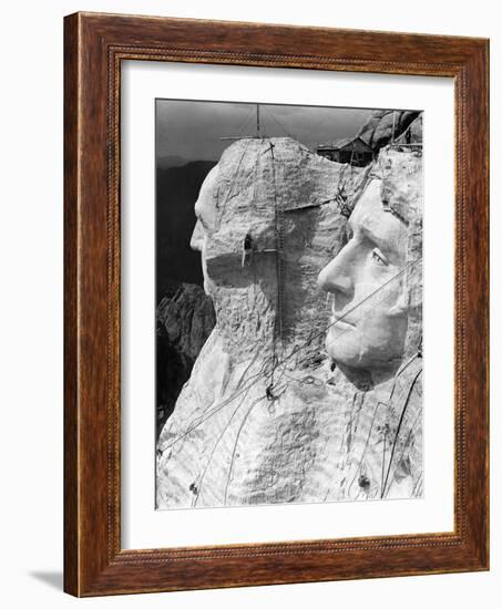 1930s Mount Rushmore under Construction Men Working on George Washington-null-Framed Photographic Print