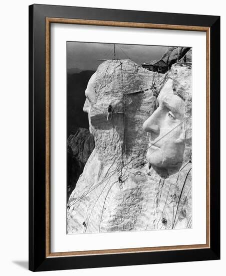 1930s Mount Rushmore under Construction Men Working on George Washington-null-Framed Photographic Print