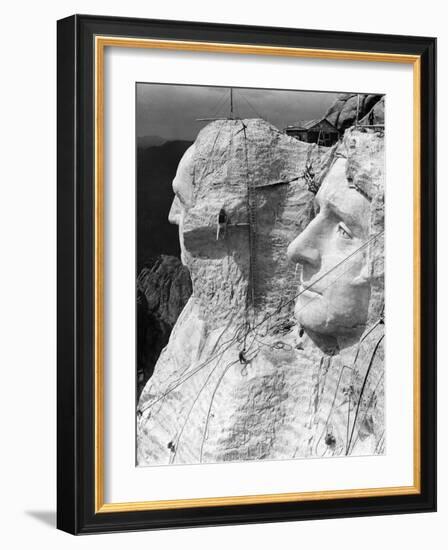 1930s Mount Rushmore under Construction Men Working on George Washington-null-Framed Photographic Print