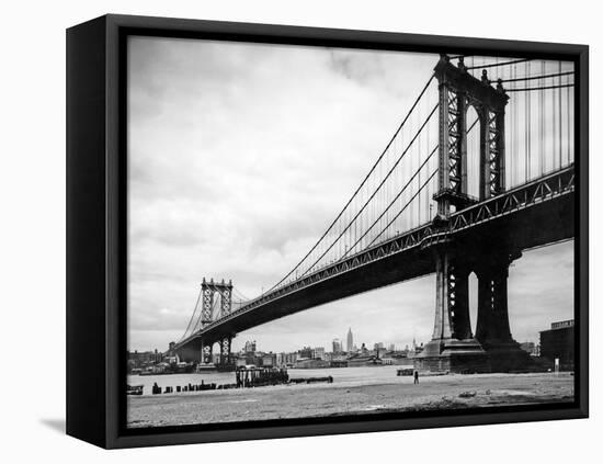 1930s View of Manhattan Bridge across East River from Brooklyn New York City-null-Framed Premier Image Canvas