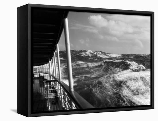 1930s View of Rough Choppy Seas from Deck of Cruise Ship-null-Framed Premier Image Canvas