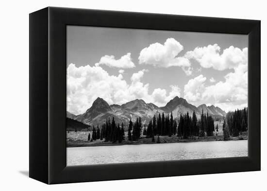 1930s Western North America Mountain Range Skyline and Lake in Foreground-null-Framed Premier Image Canvas