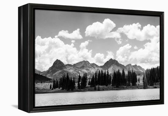 1930s Western North America Mountain Range Skyline and Lake in Foreground-null-Framed Premier Image Canvas