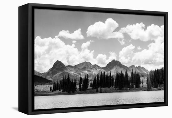 1930s Western North America Mountain Range Skyline and Lake in Foreground-null-Framed Premier Image Canvas