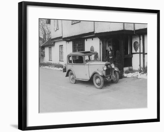 1931 Triumph Scorpion Outside the Bell Inn, Hurley, Berkshire, (C1931)-null-Framed Photographic Print