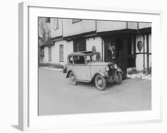 1931 Triumph Scorpion Outside the Bell Inn, Hurley, Berkshire, (C1931)-null-Framed Photographic Print