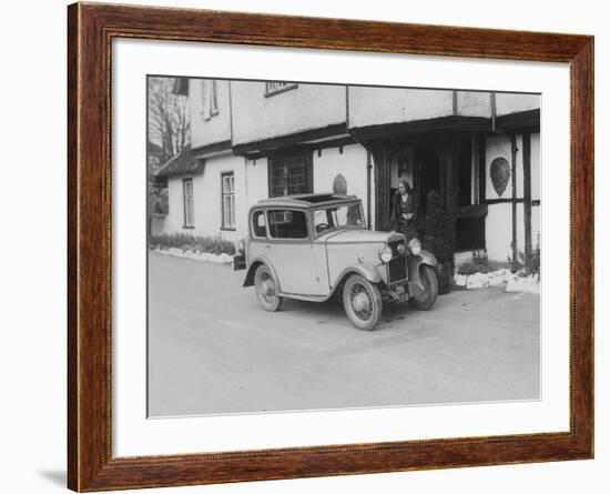 1931 Triumph Scorpion Outside the Bell Inn, Hurley, Berkshire, (C1931)-null-Framed Photographic Print