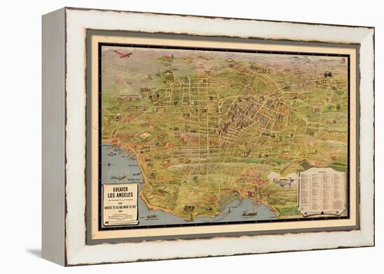 1932, Los Angeles Tourist Map, California, United States-null-Framed Premier Image Canvas