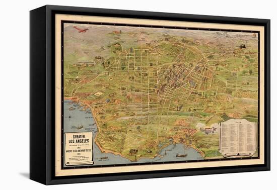 1932, Los Angeles Tourist Map, California, United States-null-Framed Premier Image Canvas