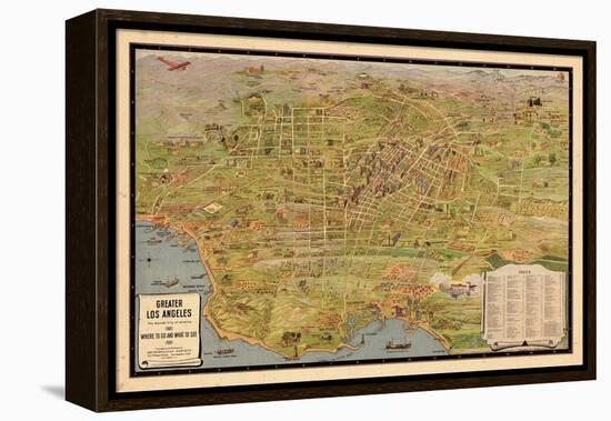 1932, Los Angeles Tourist Map, California, United States-null-Framed Premier Image Canvas