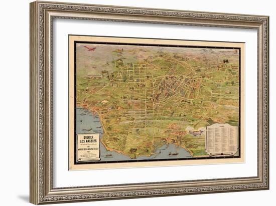 1932, Los Angeles Tourist Map, California, United States-null-Framed Giclee Print