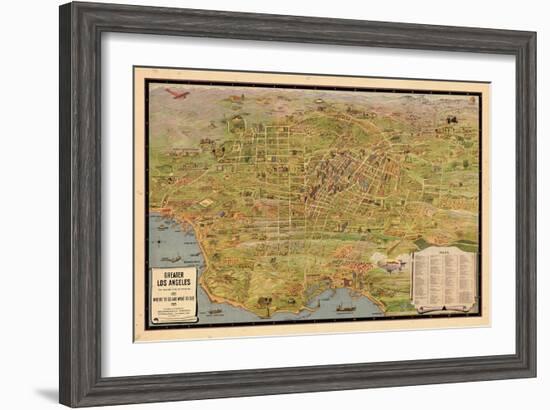 1932, Los Angeles Tourist Map, California, United States-null-Framed Giclee Print