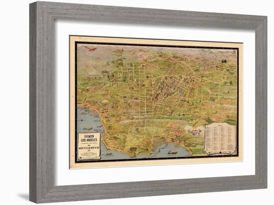 1932, Los Angeles Tourist Map, California, United States-null-Framed Giclee Print