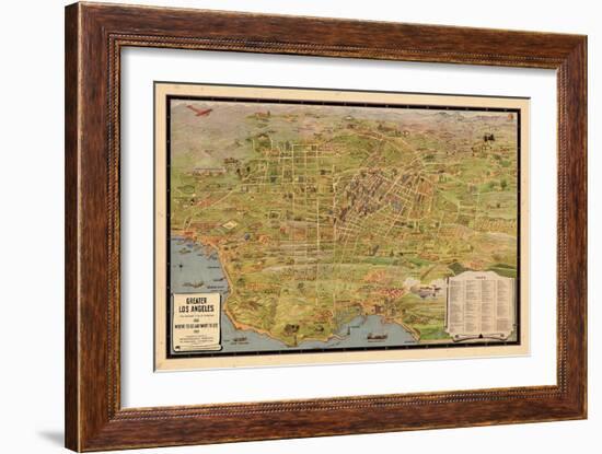 1932, Los Angeles Tourist Map, California, United States-null-Framed Giclee Print