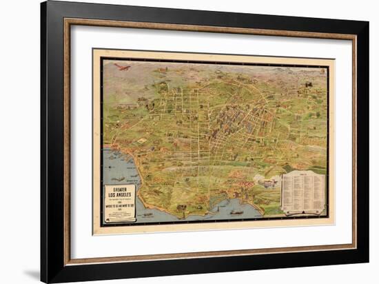 1932, Los Angeles Tourist Map, California, United States-null-Framed Giclee Print