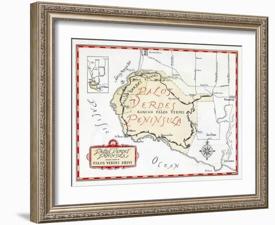 1935 Promotional Map for the Palos Verdes Peninsula-null-Framed Giclee Print