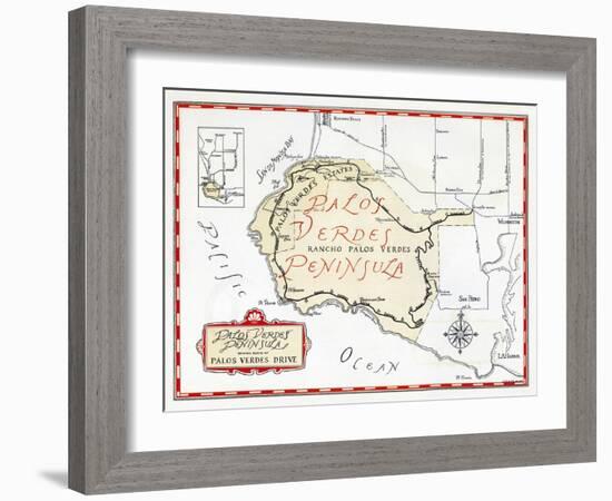 1935 Promotional Map for the Palos Verdes Peninsula-null-Framed Giclee Print