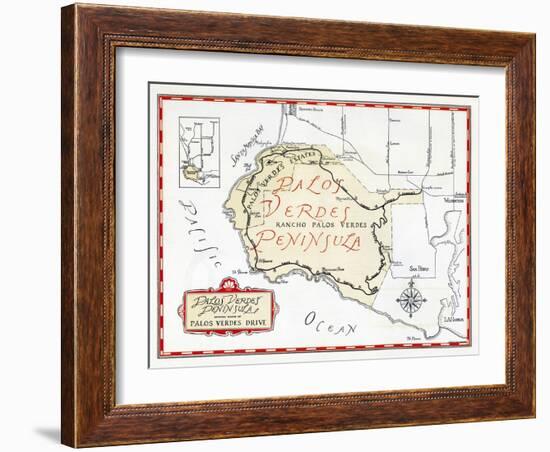 1935 Promotional Map for the Palos Verdes Peninsula-null-Framed Giclee Print