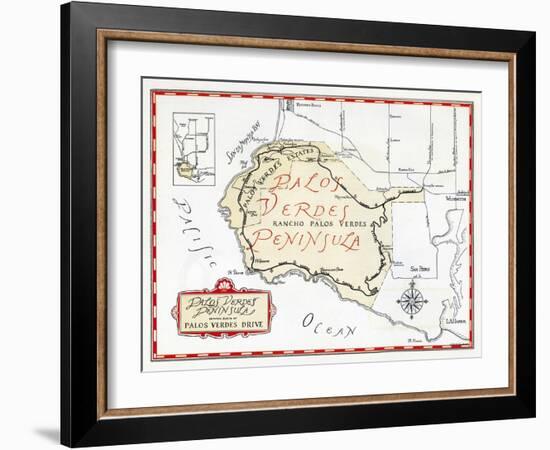 1935 Promotional Map for the Palos Verdes Peninsula-null-Framed Giclee Print