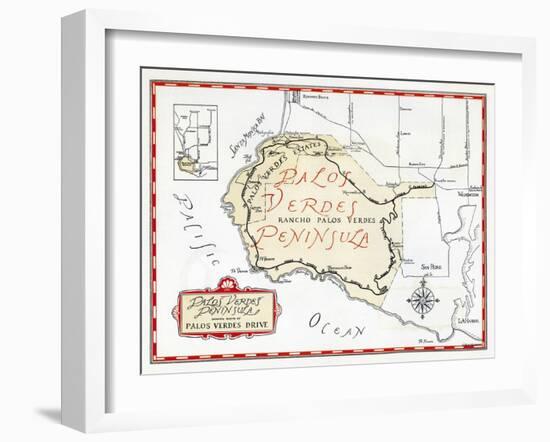 1935 Promotional Map for the Palos Verdes Peninsula-null-Framed Giclee Print