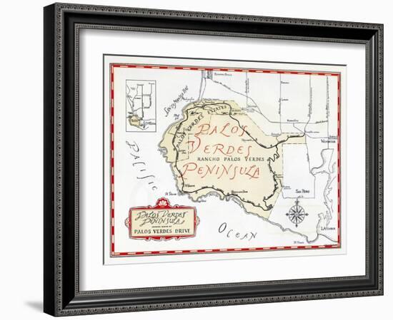 1935 Promotional Map for the Palos Verdes Peninsula-null-Framed Giclee Print