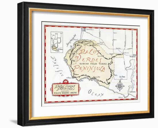 1935 Promotional Map for the Palos Verdes Peninsula-null-Framed Giclee Print