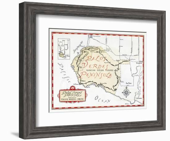 1935 Promotional Map for the Palos Verdes Peninsula-null-Framed Giclee Print