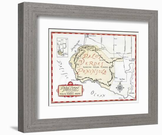 1935 Promotional Map for the Palos Verdes Peninsula-null-Framed Giclee Print