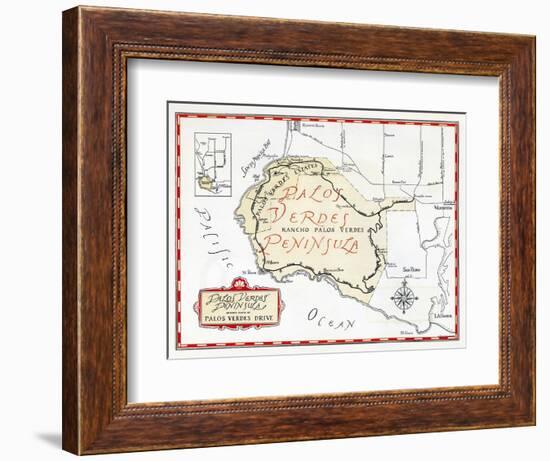 1935 Promotional Map for the Palos Verdes Peninsula-null-Framed Giclee Print