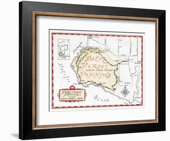 1935 Promotional Map for the Palos Verdes Peninsula-null-Framed Giclee Print