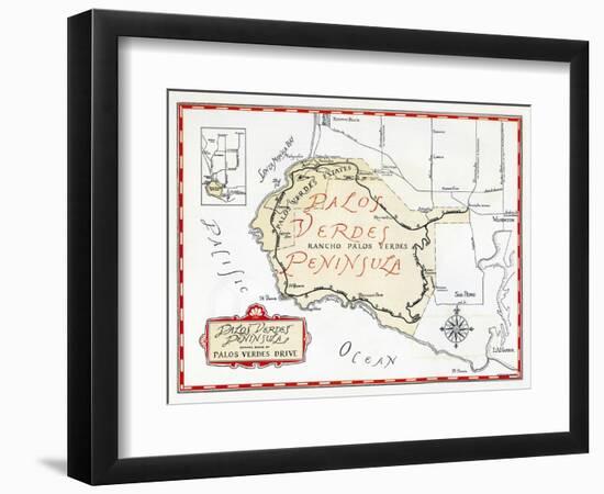 1935 Promotional Map for the Palos Verdes Peninsula-null-Framed Giclee Print