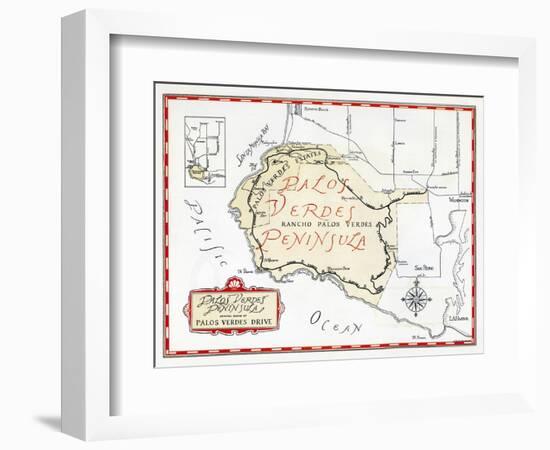 1935 Promotional Map for the Palos Verdes Peninsula-null-Framed Giclee Print