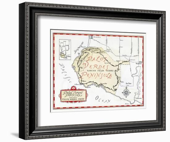 1935 Promotional Map for the Palos Verdes Peninsula-null-Framed Giclee Print