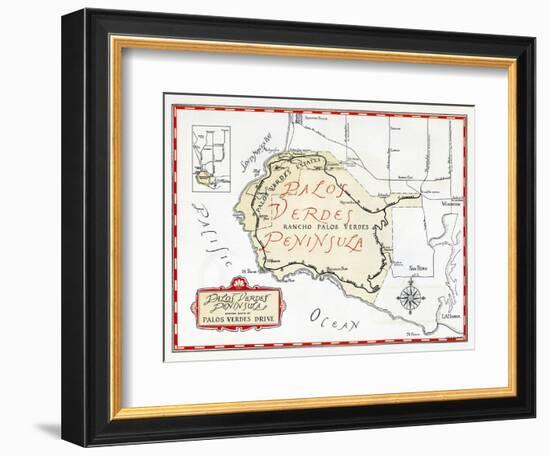 1935 Promotional Map for the Palos Verdes Peninsula-null-Framed Giclee Print