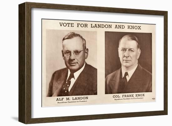 1936 Republican Campaign Poster for Alf Landon and Frank Knox-null-Framed Premium Photographic Print