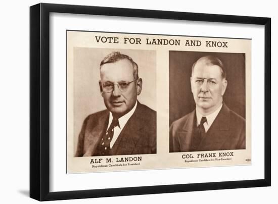 1936 Republican Campaign Poster for Alf Landon and Frank Knox-null-Framed Premium Photographic Print