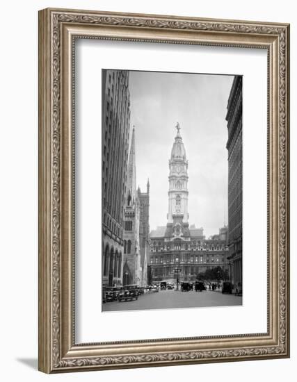 1936 View Down North Broad Street to the Philadelphia City Hall-null-Framed Photographic Print