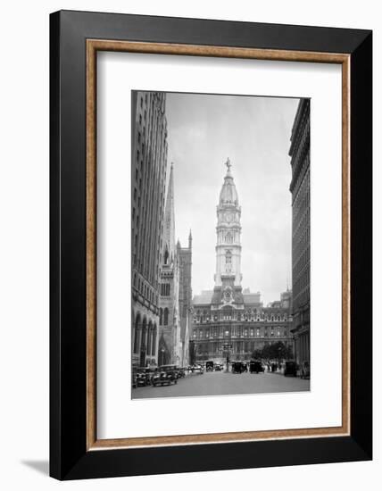 1936 View Down North Broad Street to the Philadelphia City Hall-null-Framed Photographic Print