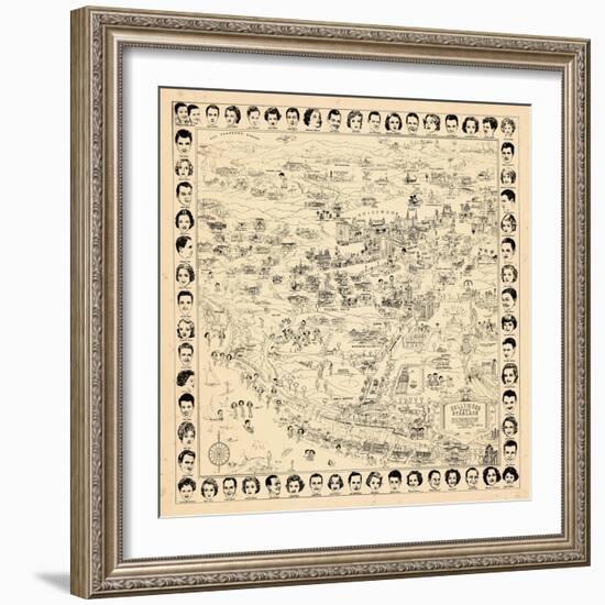 1937, Los Angeles Movie Star Map, California, United States-null-Framed Giclee Print