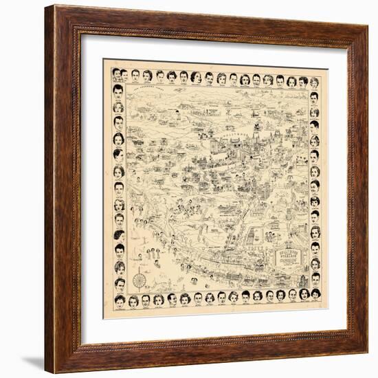 1937, Los Angeles Movie Star Map, California, United States-null-Framed Giclee Print