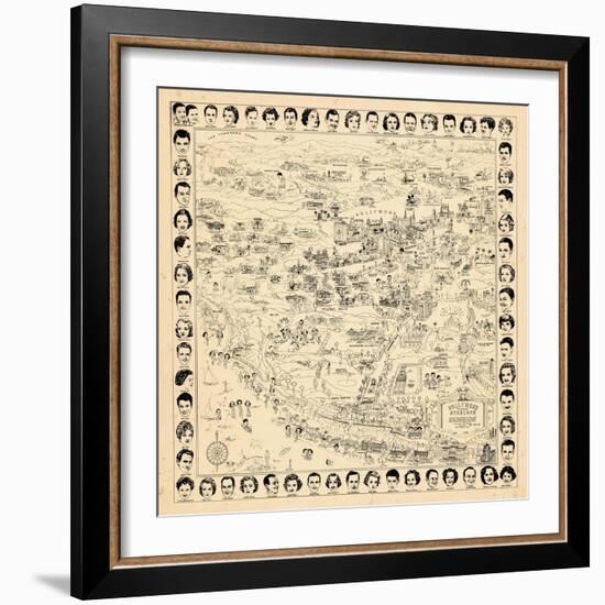 1937, Los Angeles Movie Star Map, California, United States-null-Framed Giclee Print