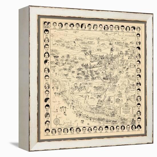 1937, Los Angeles Movie Star Map, California, United States-null-Framed Premier Image Canvas