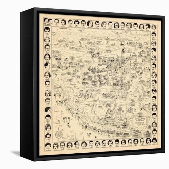 1937, Los Angeles Movie Star Map, California, United States-null-Framed Premier Image Canvas