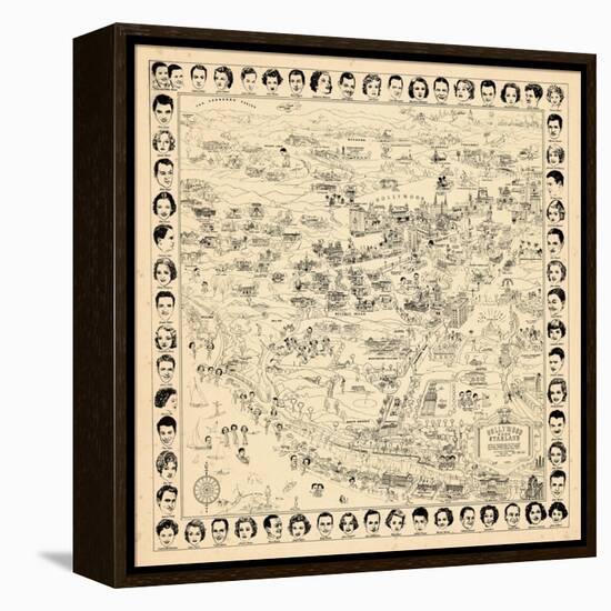 1937, Los Angeles Movie Star Map, California, United States-null-Framed Premier Image Canvas