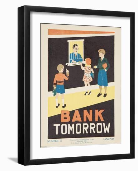 1938 Character Culture Citizenship Guide Poster, Bank Tomorrow-null-Framed Giclee Print
