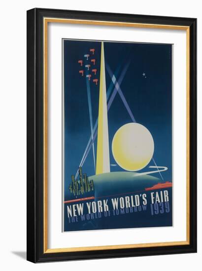 1939 New York World's Fair Poster, the World of Tomorrow, Blue-null-Framed Giclee Print