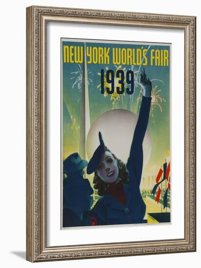 1939 New York World's Fair Poster, Woman in Blue-null-Framed Giclee Print